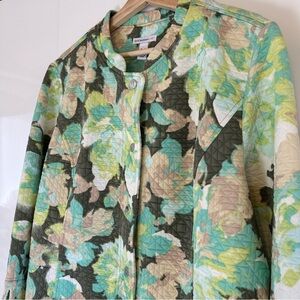 Isaac Mizrahi Floral Blazer in Green and Cream